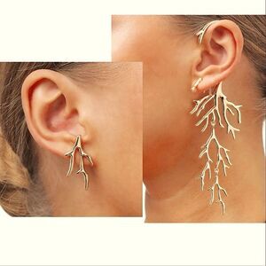 New ZARA asymmetrical 🪸 gold coral beach summer earrings